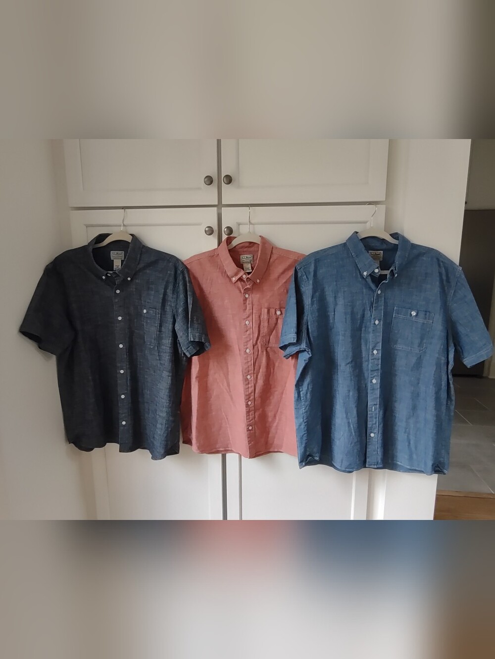 Lot of 3! L.L. Bean Short Sleeve Button Down Comfort Stretch Shirts Size Large